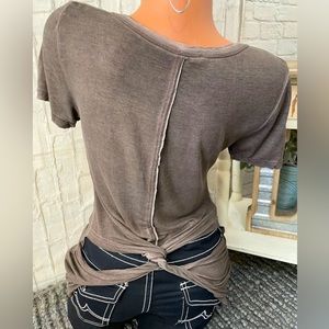 Gilded Intent Women's Raw Edge Criss Cross Short Sleeve Top Sz S NWT!